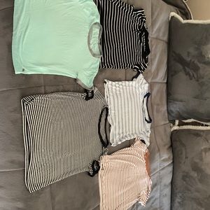 Selling a 5 soft and sexy t shirts as a  set-4- size small and 1 X small